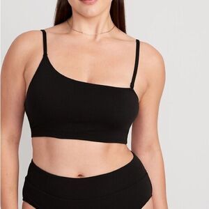 Old Navy Pucker Convertible One Strap Bandeau Bikini Two Piece Black Size XL/XXL